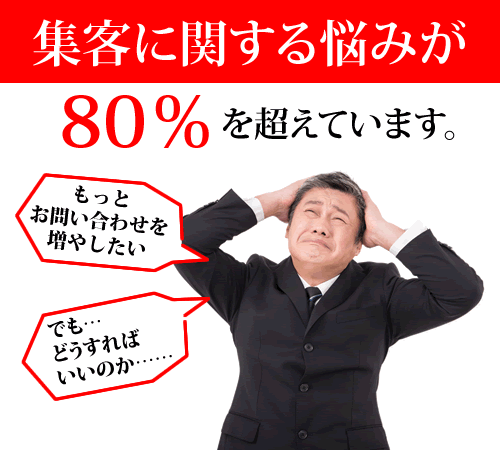 集客に関する悩みが８０％を超えています。